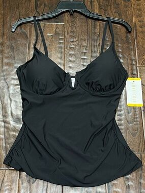 Anne Cole Black Swim Tankini Top NWT